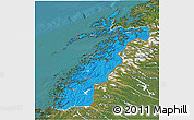 Political 3D Map of Nordland, satellite outside
