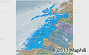 Political 3D Map of Nordland, semi-desaturated