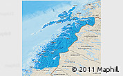 Political 3D Map of Nordland, shaded relief outside