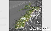 Satellite 3D Map of Nordland, desaturated
