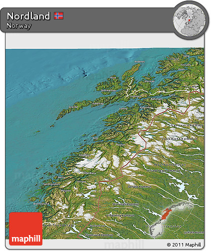 Satellite 3D Map of Nordland