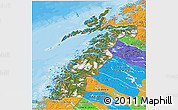 Satellite 3D Map of Nordland, political outside