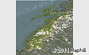 Satellite 3D Map of Nordland, semi-desaturated