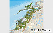 Satellite 3D Map of Nordland, shaded relief outside
