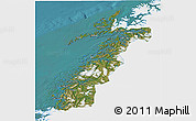 Satellite 3D Map of Nordland, single color outside