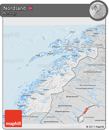 Silver Style 3D Map of Nordland