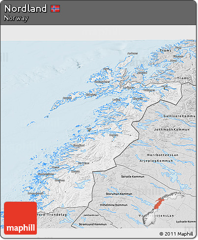 Silver Style 3D Map of Nordland