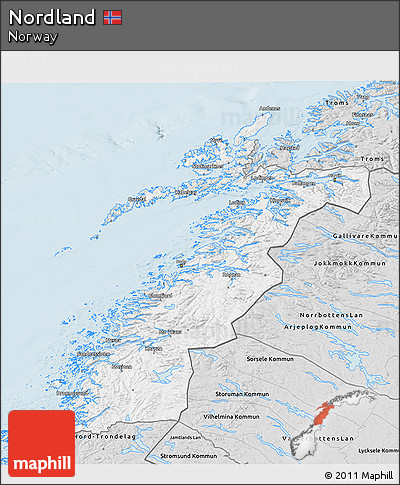 Silver Style 3D Map of Nordland