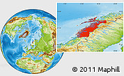 Physical Location Map of Nordland