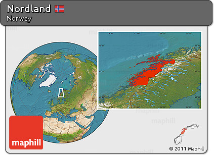 Satellite Location Map of Nordland