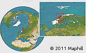 Satellite Location Map of Nordland, highlighted country, within the entire country