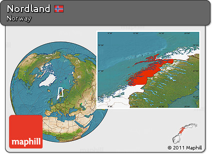 Satellite Location Map of Nordland, highlighted country