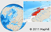 Shaded Relief Location Map of Nordland, highlighted country