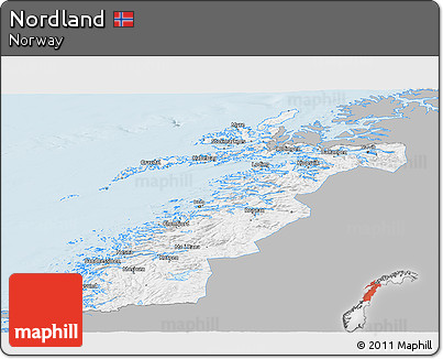 Gray Panoramic Map of Nordland, single color outside