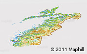 Physical Panoramic Map of Nordland, cropped outside