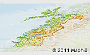 Physical Panoramic Map of Nordland, lighten