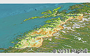 Physical Panoramic Map of Nordland, satellite outside