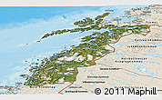 Satellite Panoramic Map of Nordland, shaded relief outside