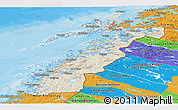 Shaded Relief Panoramic Map of Nordland, political outside