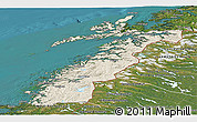 Shaded Relief Panoramic Map of Nordland, satellite outside