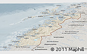 Shaded Relief Panoramic Map of Nordland, semi-desaturated
