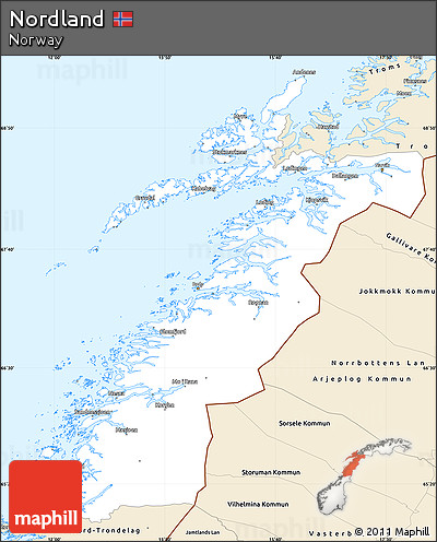 Classic Style Simple Map of Nordland