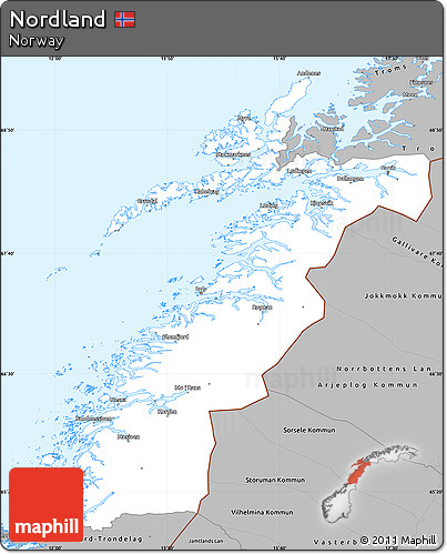 Gray Simple Map of Nordland