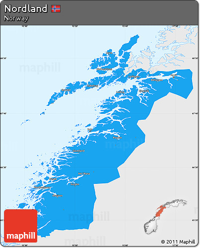Political Simple Map of Nordland, single color outside