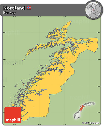 Savanna Style Simple Map of Nordland, cropped outside