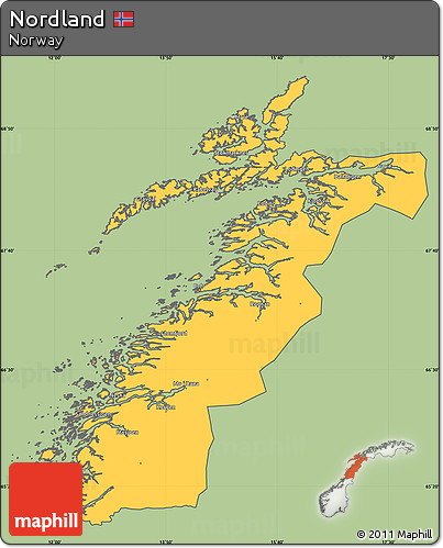 Savanna Style Simple Map of Nordland, cropped outside