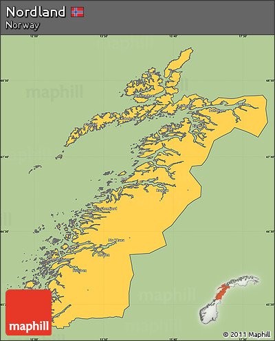 Savanna Style Simple Map of Nordland, cropped outside