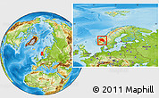 Physical Location Map of Oppland, within the entire country
