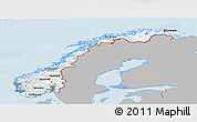 Gray Panoramic Map of Norway, single color outside
