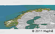 Satellite Panoramic Map of Norway, lighten, desaturated, land only
