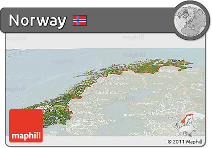 Satellite Panoramic Map of Norway, lighten