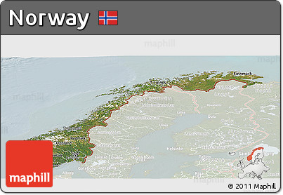 Satellite Panoramic Map of Norway, lighten