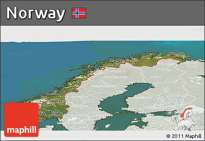Satellite Panoramic Map of Norway, lighten, land only