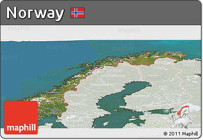 Satellite Panoramic Map of Norway, lighten, land only
