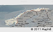 Shaded Relief Panoramic Map of Norway, darken, semi-desaturated
