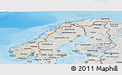 Shaded Relief Panoramic Map of Norway, semi-desaturated, land only