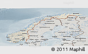 Shaded Relief Panoramic Map of Norway, semi-desaturated