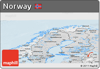 Silver Style Panoramic Map of Norway