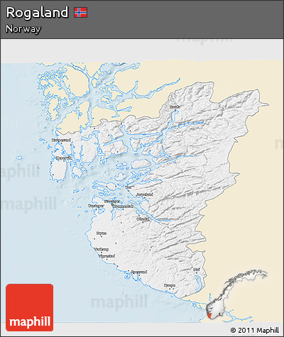 Classic Style 3D Map of Rogaland, single color outside