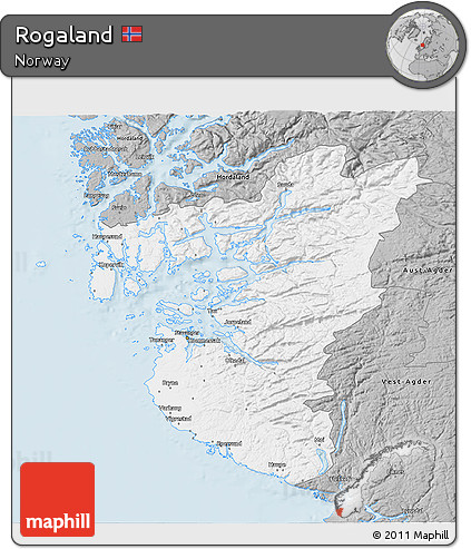 Gray 3D Map of Rogaland