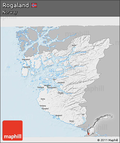 Gray 3D Map of Rogaland, single color outside
