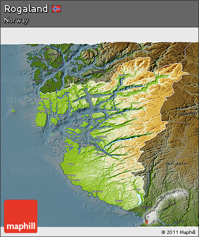 Physical 3D Map of Rogaland, darken