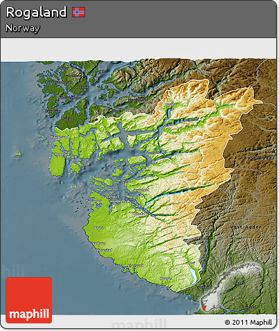 Physical 3D Map of Rogaland, darken