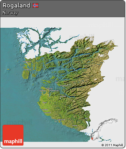 Satellite 3D Map of Rogaland, single color outside