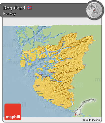 Savanna Style 3D Map of Rogaland, single color outside