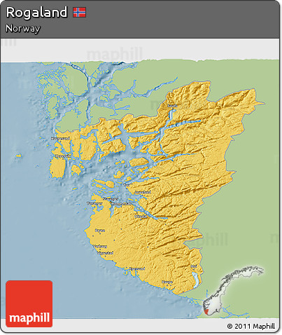 Savanna Style 3D Map of Rogaland, single color outside